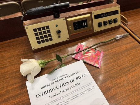 Hansen desk on first day of session