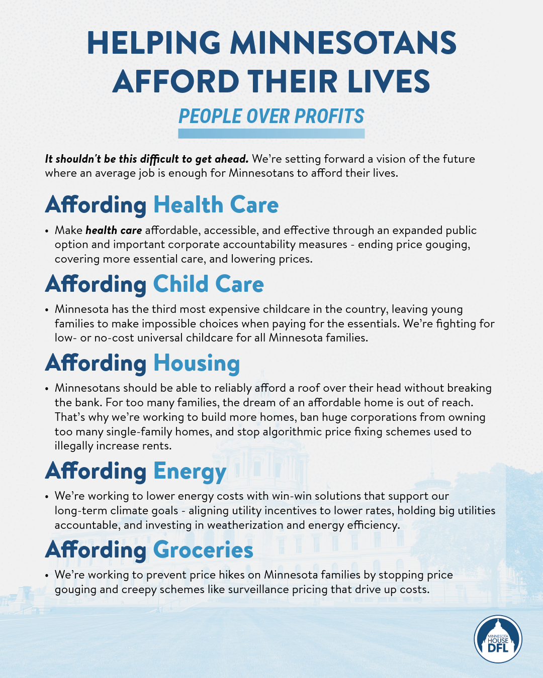 Helping Minnesotans Afford Their Lives