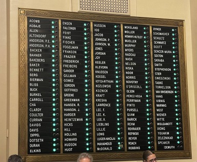 House Voting Board lit up with green votes