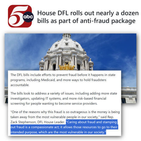 5 News Article: House DFL rolls out nearly a dozen bills as part of anti-fraud package