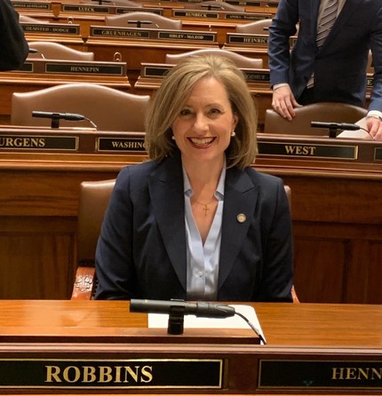 Rep. Robbins at Desk on First Day 