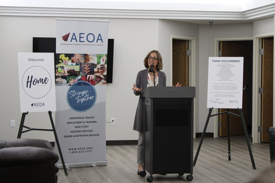 Cathy speaking at Home on the Range grand opening - August 2024