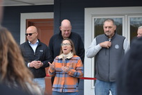 Commissioner Ida Rukavina speaks at Range Transitional Housing Ribbon-Cutting Event