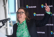 Commissioner Ida Rukavina speaks at Essentia Health-Virginia groundbreaking ceremony