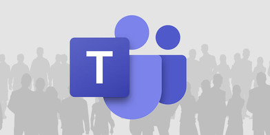 Teams logo with silhouettes of people in the background.