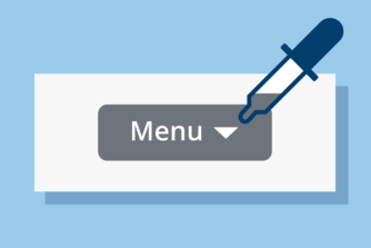 Grey dropdown with white text: Menu. Eye dropper tool sampling grey color.