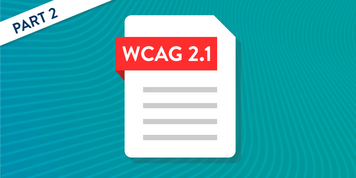 Text: Part 2. Document icon. Ribbon across it with text: WCAG 2.1.