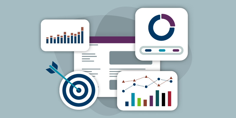 Illustration of bar, line, and donut charts using varied colors to support an article about color-aware, accessible visualizations.