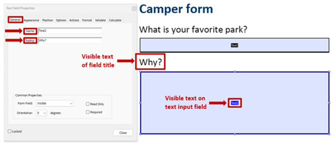 screenshot of Properties>General Tab's Example 1 as described in text.