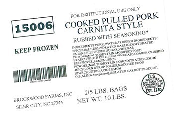 Recalled Brookwood Farms Pulled Pork