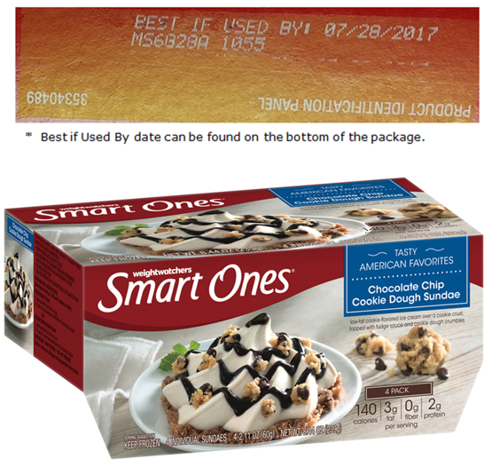 Recalled Smart Ones Cookie Dough Sundaes