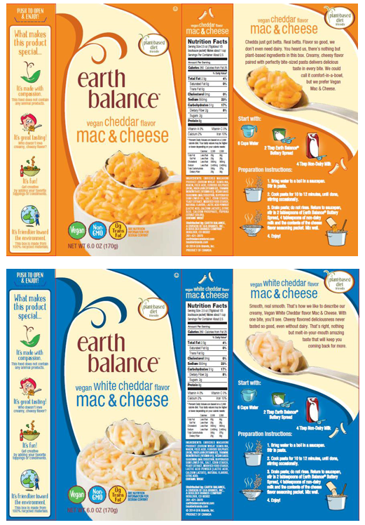 Recalled Earth Balance Vegan Mac and Cheese