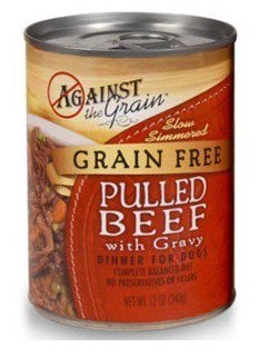 Photo of recalled canned "Against The Grain" brand Grain Free Pulled Beef dog food