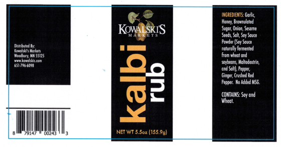 Kowalski's Kalbi Rub Corrected Label