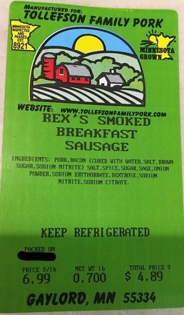 Rex's Smoked Breakfast Sausage Label