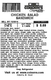 image of recalled sandwich label