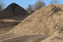 Piles of mulch and compost