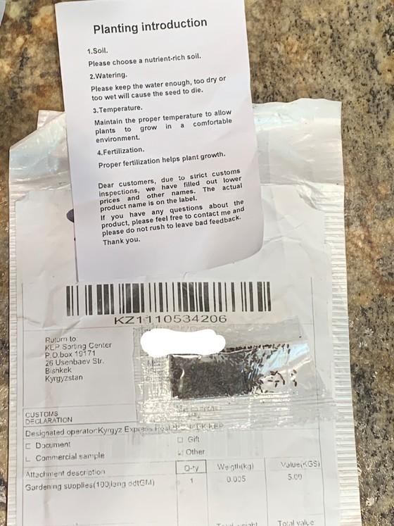 A package of mystery seeds