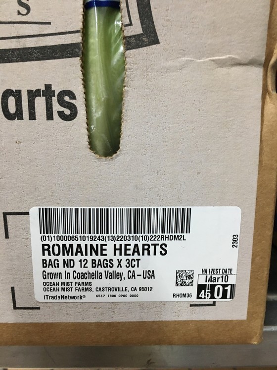 The box of romaine hearts