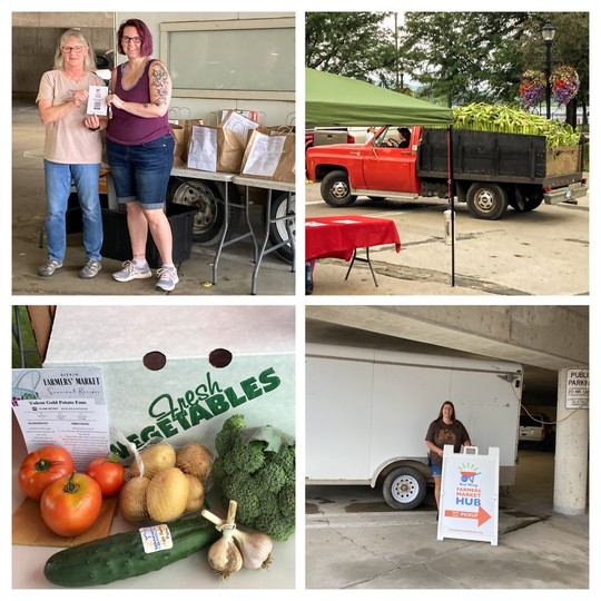 Collage of photos of Farmers' Market Hubs