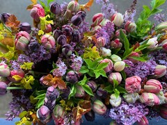 Purple and pink bouquet of flowers