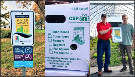 Minnesota Ag Water Quality Signage, Packaging Label, and Producer with Sign in Hoop House