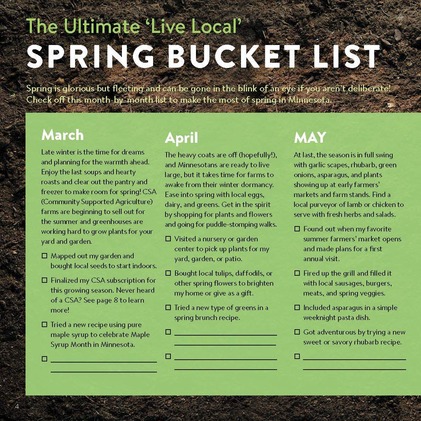 Graphic with a Spring Bucket list from Living Local magazine