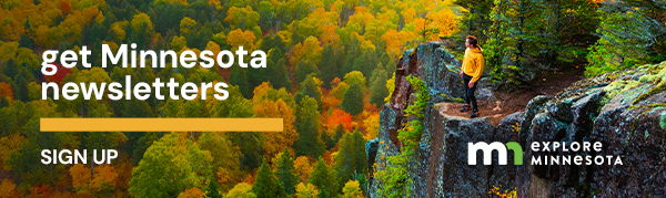 Get Minnesota newsletters. Sign up. Explore Minnesota. Image with a hiker overlooking a forest of autumnal trees.