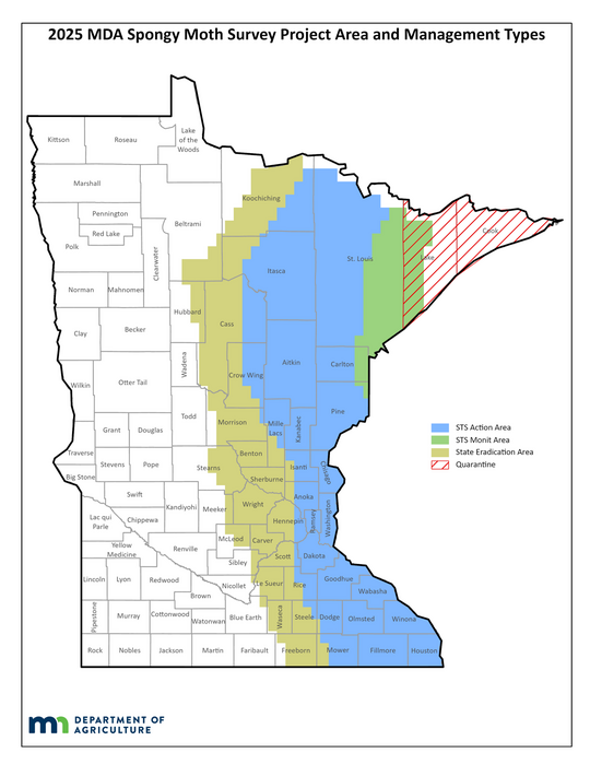 2025 MDA Spongy Moth Survey Project Area and Management Types