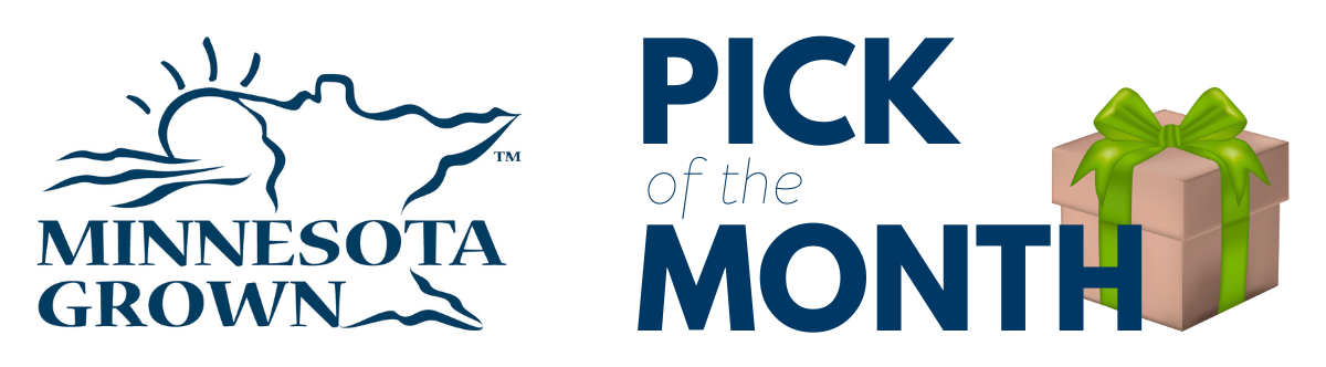 Minnesota Grown Pick of the Month banner with graphic of a wrapped gift.