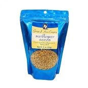 Blue with SUNFLOWER SEEDS brand name, “Fresh Roasted Sunflower Seeds, Lightly Salted”
