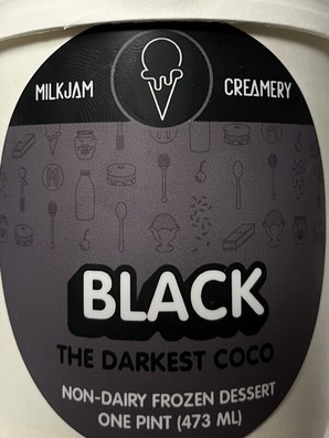 Milkjam Black non-dairy frozen dessert label