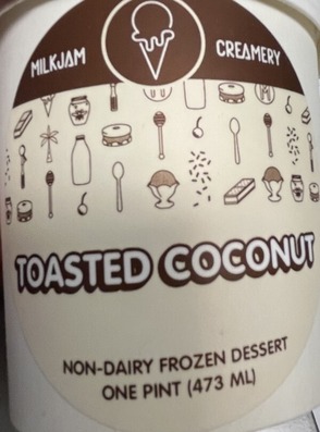 Milkjam toasted coconut non-dairy frozen dessert label