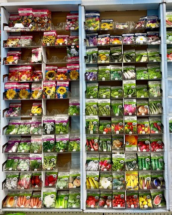 seed packs on shelf