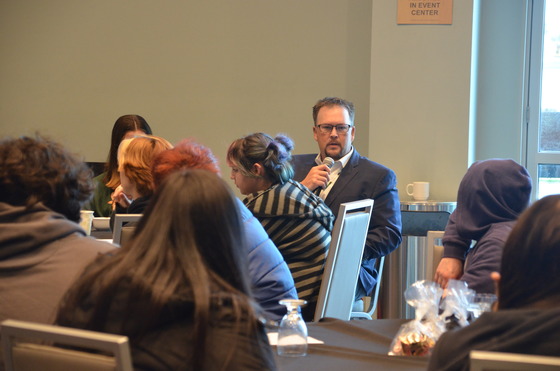 Higher Education Commissioner Dennis Olson speaks during the hearing. 