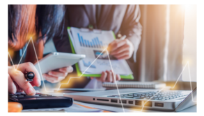 Adults with calculators and data