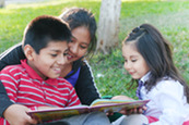Mom reading with children