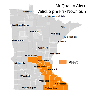 Air quality alert map