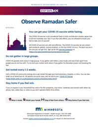 Observe Ramadan Safer flyer