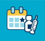 illustration - syringe and calendar icon, blue