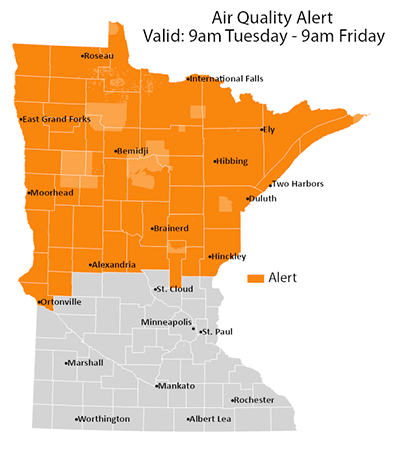 Air quality alert map