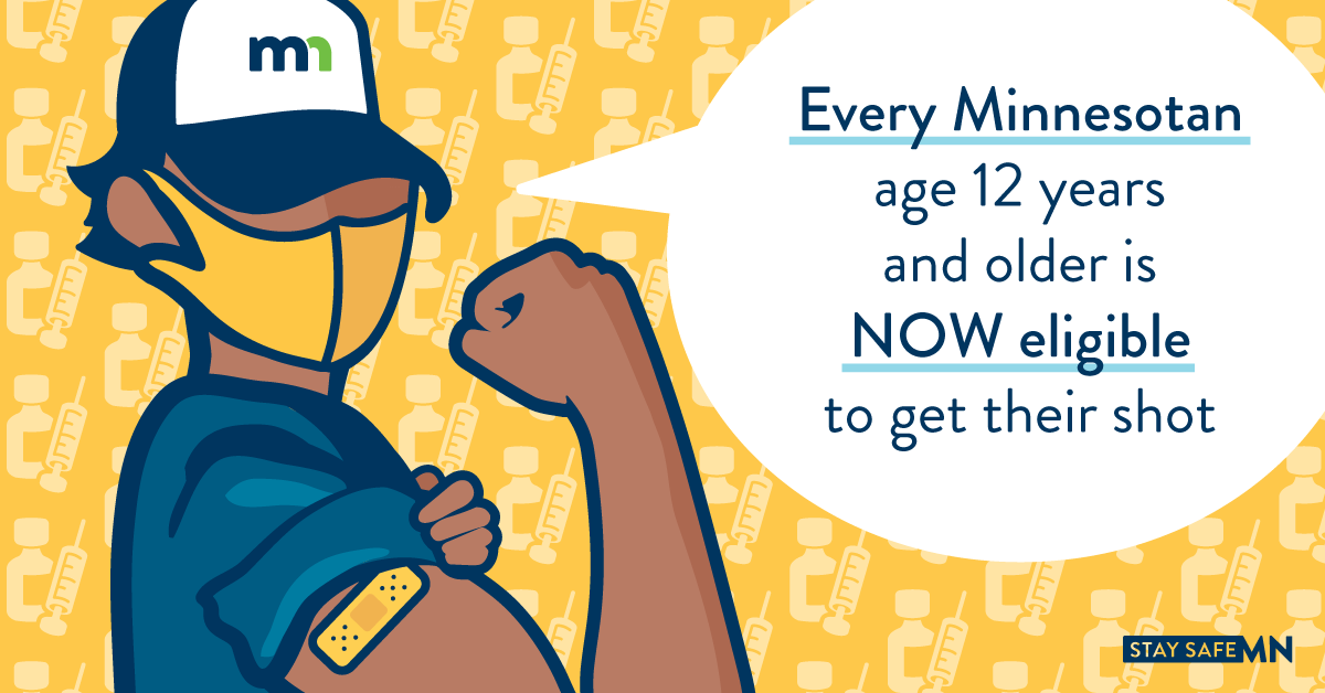 Illustration - All Minnesotans 12 years of age or older are now eligible for a COVID-19 vaccine