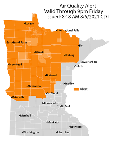 Air quality alert map