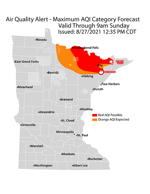 Air quality alert map