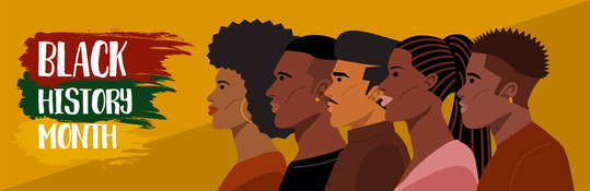 Black History Month banner with faces 