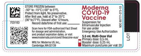 Moderna COVID-19 vaccine label