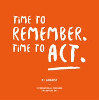 Graphic with orange background and white letters spelling time to remember, time to act. 