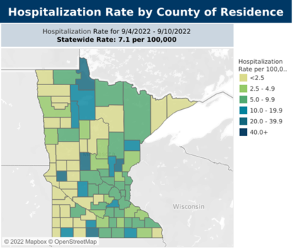 Hospitalization rate by county September 2022