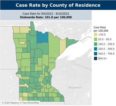 MN County case rate Sept. 2022