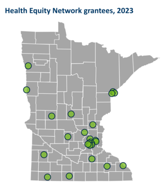 Map of Health Equity Network 2023 grantees
